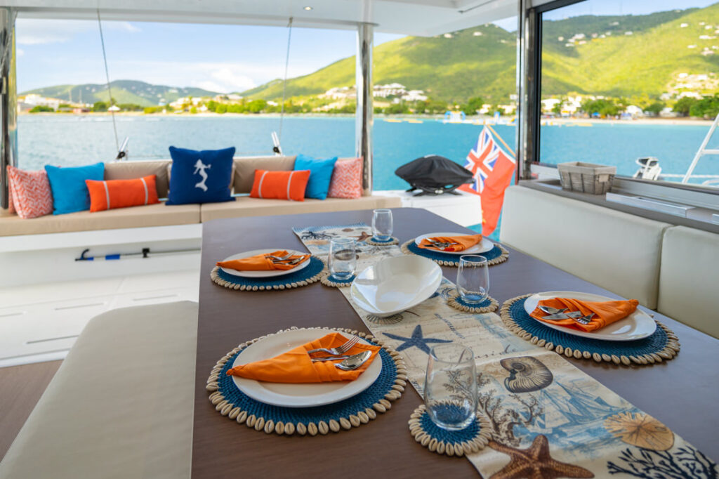dining table yacht charter